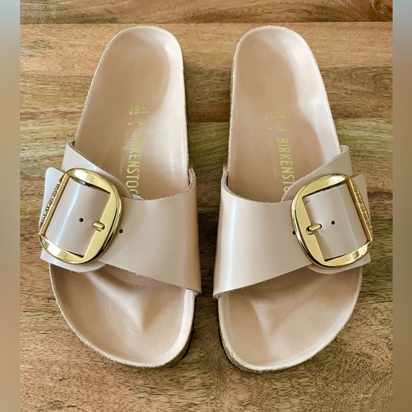 Birkenstock Shoes - NEW Birkenstock Madrid Big Buckle Leather Size 41 In New Beige Gold